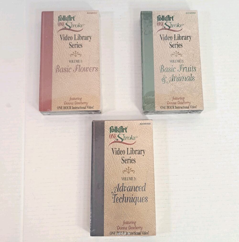 Folk Art One Stroke Video Library VHS Lot Vol 1 2 3 Dewberry Plaid Sealed NEW